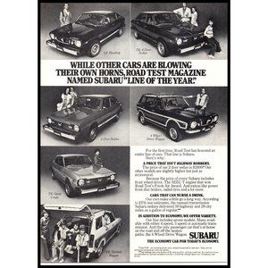 1976 Subaru Car Lineup Vintage Print Ad GF DL Coupe Wagon Sedan Wall Art Photo